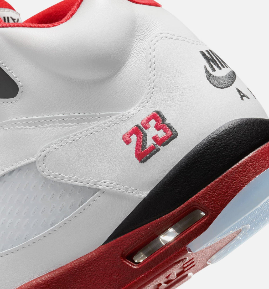 Air Jordan 5 Retro Fire Red Mens Lifestyle Shoe - White/Fire Red/Black