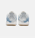 Air Jordan 4 Retro Worn Blue Infant Toddler Lifestyle Shoe - Sail/Worn Blue/Metallic Gold