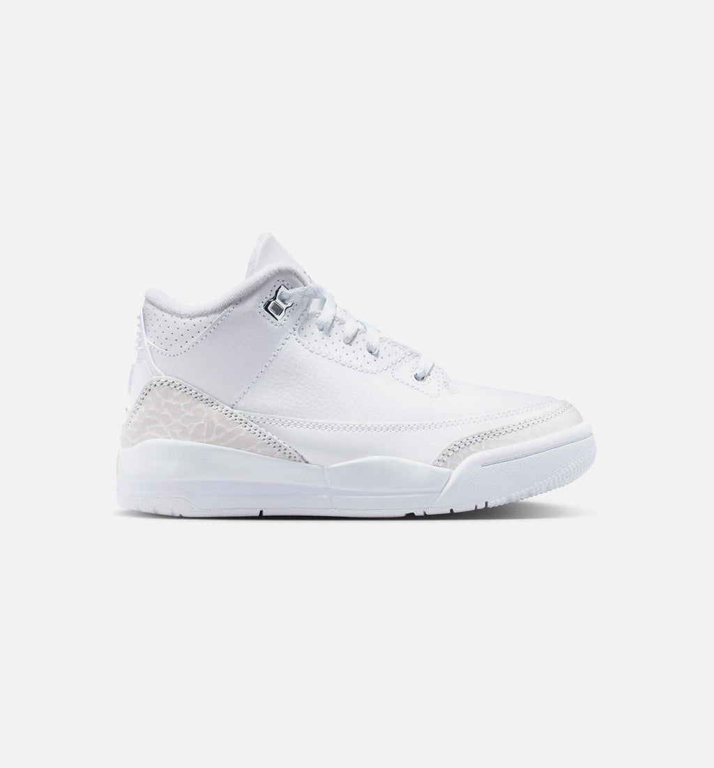 Air Jordan 3 Retro White and Silver Preschool Lifestyle Shoe - White/Metallic Silver Free Shipping