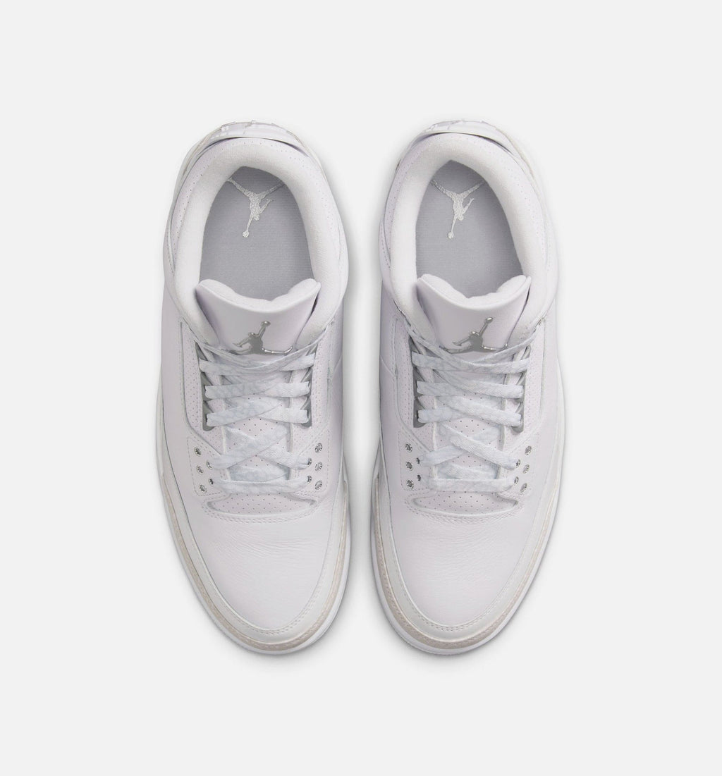 Air Jordan 3 Retro White And Silver Mens Lifestyle Shoe - White/Metallic Silver Free Shipping