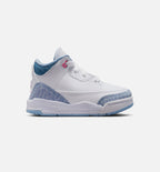 Air Jordan 3 Retro Cobalt Bliss Infant Toddler Lifestyle Shoe - White/Cobalt Bliss/Football Grey/Pink Glow