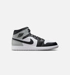 Air Jordan 1 Mid Mens Lifestyle Shoe - White/Black/Light Smoke Grey