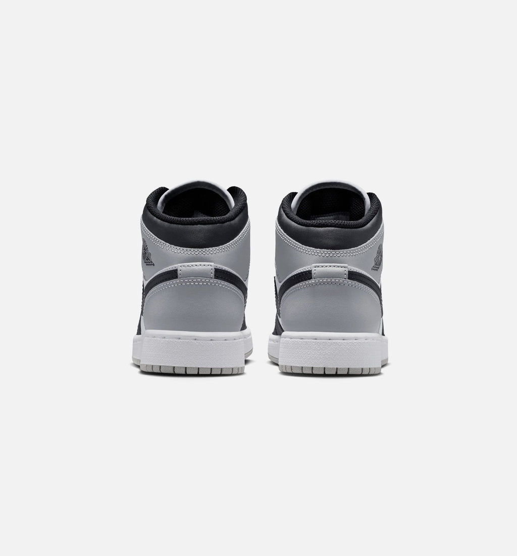 Air Jordan 1 Mid Grade School Lifestyle Shoe - White/Light Smoke Grey/Black