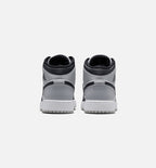 Air Jordan 1 Mid Grade School Lifestyle Shoe - White/Light Smoke Grey/Black