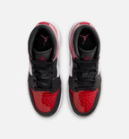 Air Jordan 1 Mid Grade School Lifestyle Shoe - Black/Varsity Red/White